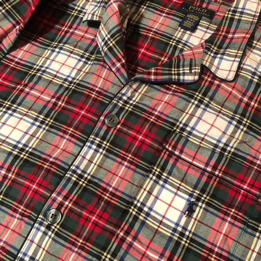 Polo Ralph Lauren Men's Red Plaid Sleep Shirt Pajama Top Size Medium Z16
